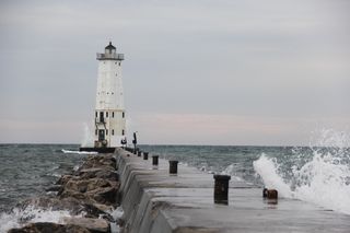 Waves against a pier