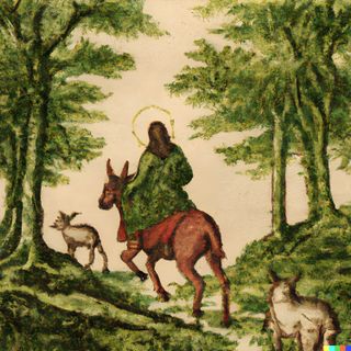 Jesus riding in