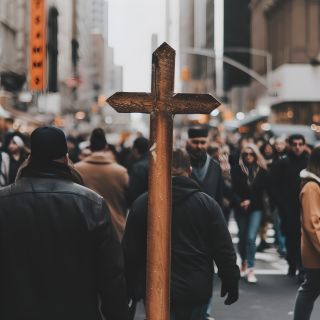 cross in city