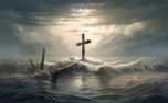 cross in ocean (114221)