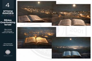 Open Bibles overlooking Israel