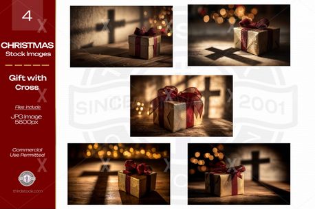 Golden Christmas gift box with (154621)