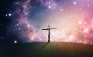 Cross on space background