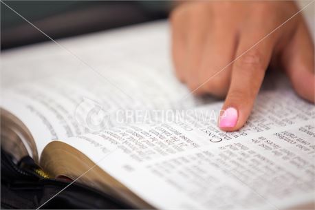 Girl Pointing to Bible Verse (41924)