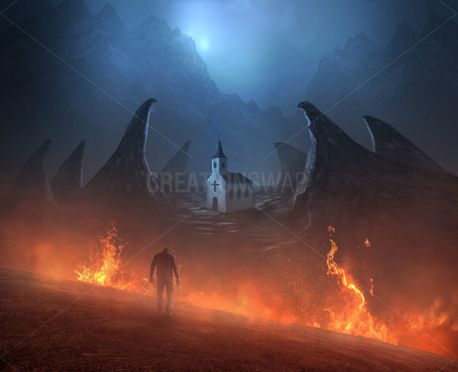 Walking through fire to church (69457)